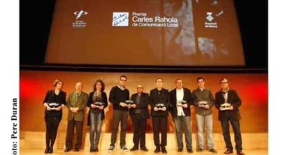 Els guanyadors de la cinquena edició dels Premis Carles Rahola de Comunicació Local. 