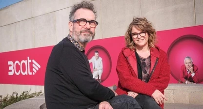 Els directors del documental, Joan Torrents i Mireia Prats.
