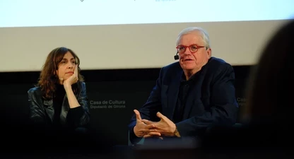 Cristina Puig i Lluís Falgàs durant la conversa. 