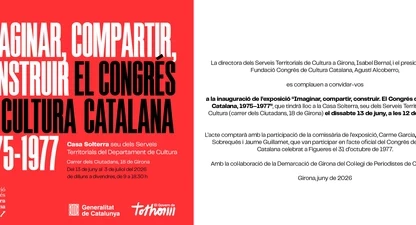 Invitació a l'acte de presentació de l'exposició "Imaginar, compartir, construir. El Congrés de Cultura Catalana 1975-1977"