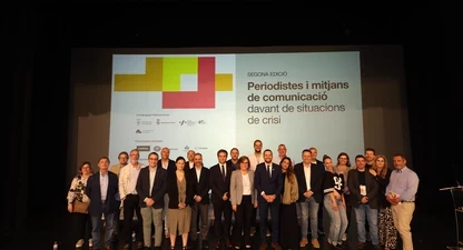 Foto de família de la II Nit de la Comunicació de la Selva. 